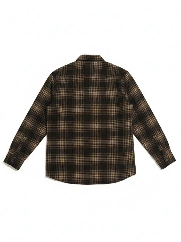 Highlander Men Brown Checked Oversized Fit Casual Shirt