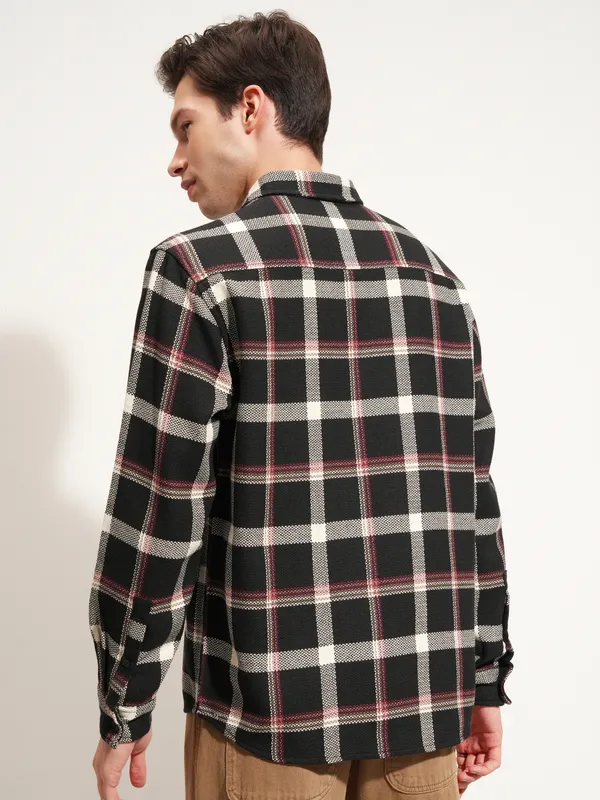 Highlander Men Black Checked Relaxed Fit Casual Shirt