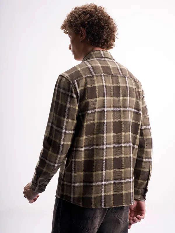 Highlander Men Brown Checked Relaxed Fit Casual Shirt