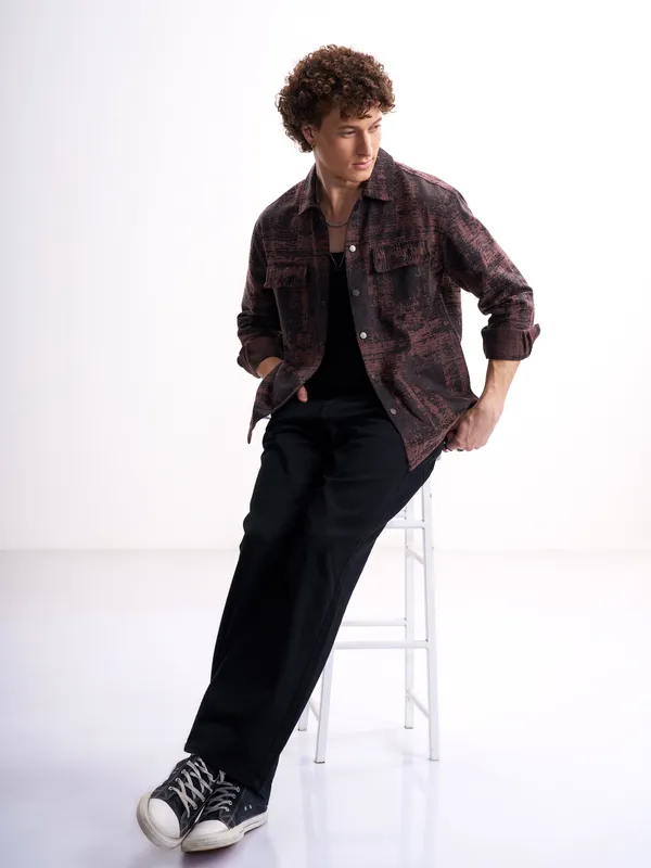 Highlander Men Black Printed Relaxed Fit Casual Shirt