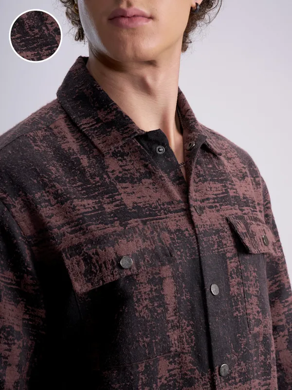 Highlander Men Black Printed Relaxed Fit Casual Shirt