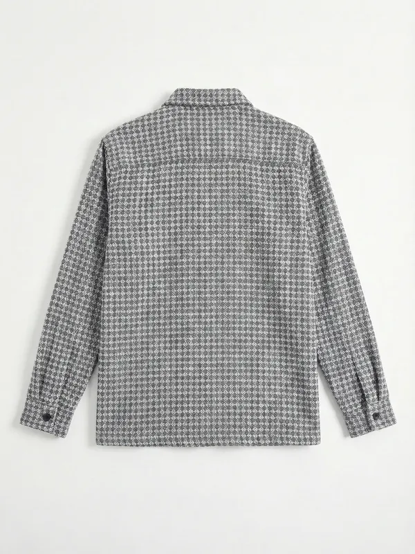 Highlander Men Grey Self Design Relaxed Fit Casual Shirt