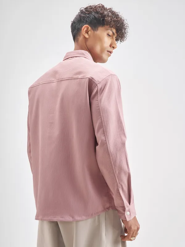 Highlander Men Rose Self Design Oversized Fit Casual Shirt