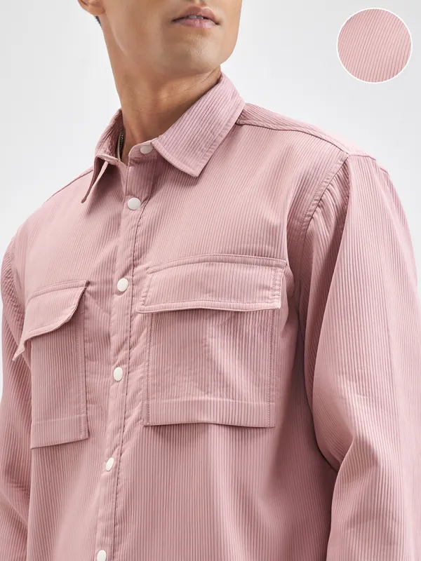 Highlander Men Rose Self Design Oversized Fit Casual Shirt