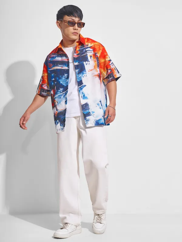 Highlander Men Multi Printed Oversized Fit Casual Shirt