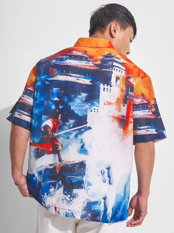Highlander Men Multi Printed Oversized Fit Casual Shirt