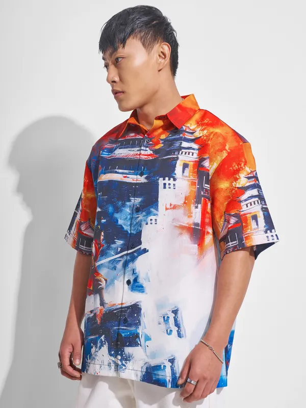 Highlander Men Multi Printed Oversized Fit Casual Shirt