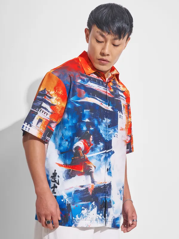 Highlander Men Multi Printed Oversized Fit Casual Shirt
