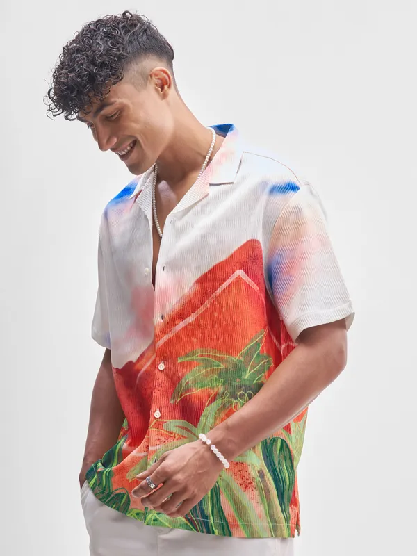 Highlander Men Multi Printed Oversized Fit Casual Shirt