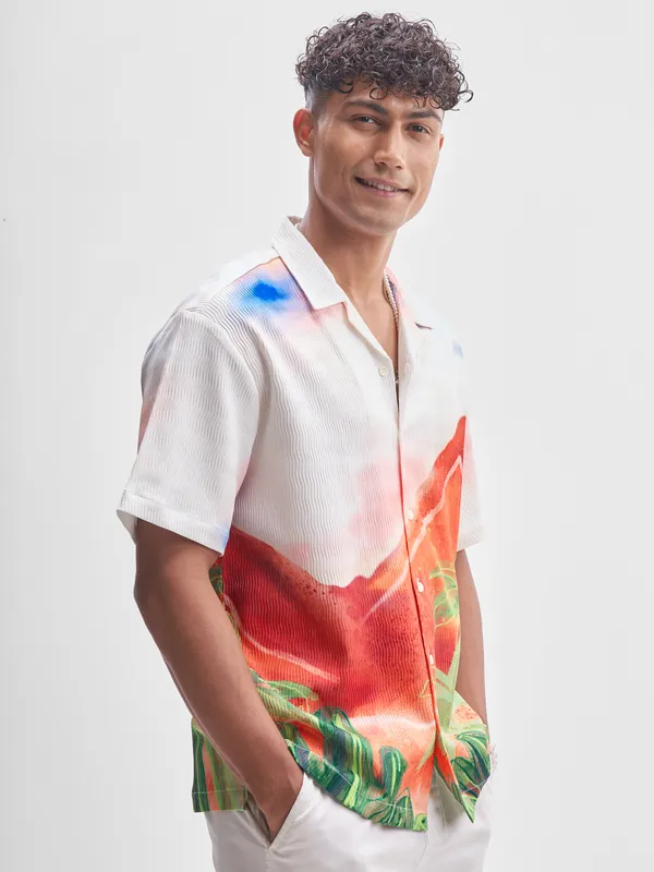 Highlander Men Multi Printed Oversized Fit Casual Shirt