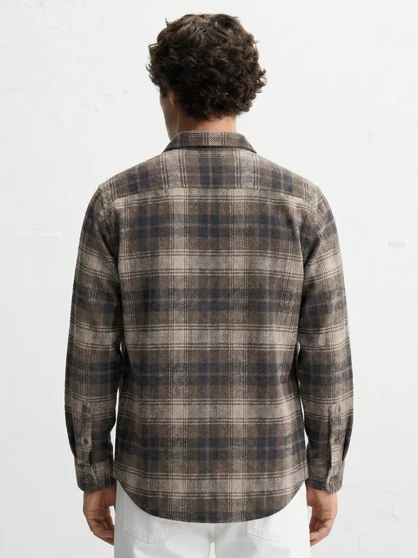Highlander Men Brown Checked Relaxed Fit Casual Shirt
