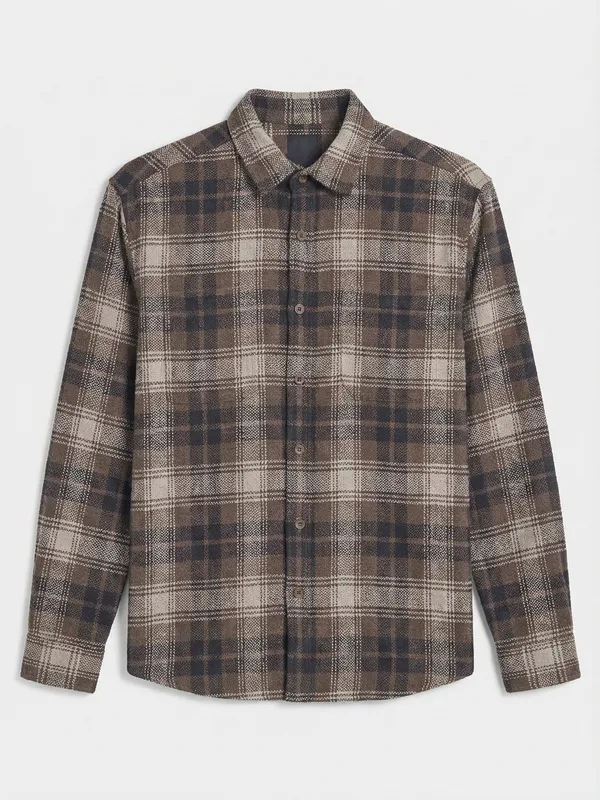 Highlander Men Brown Checked Relaxed Fit Casual Shirt