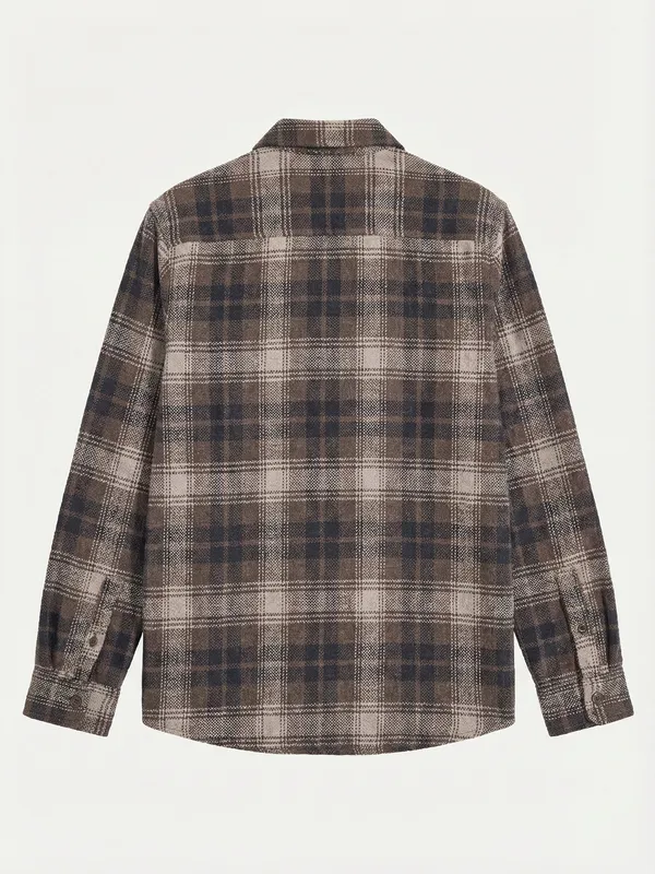 Highlander Men Brown Checked Relaxed Fit Casual Shirt