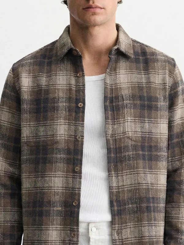 Highlander Men Brown Checked Relaxed Fit Casual Shirt