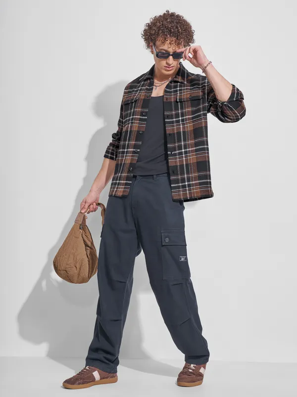 Highlander Men Black Checked Relaxed Fit Casual Shirt