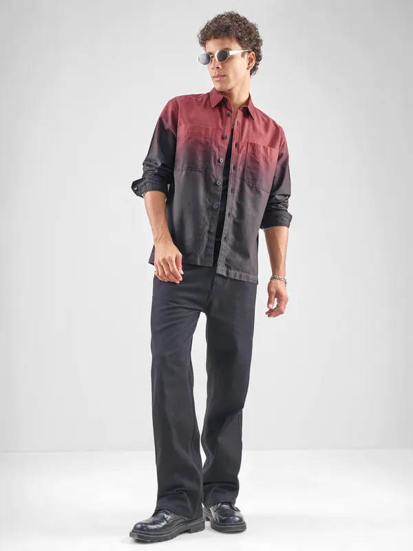 Highlander Men Black Colourblocked Oversized Fit Casual Shirt