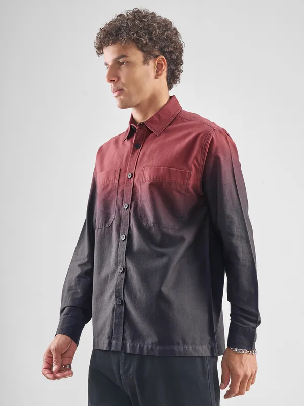 Highlander Men Black Colourblocked Oversized Fit Casual Shirt