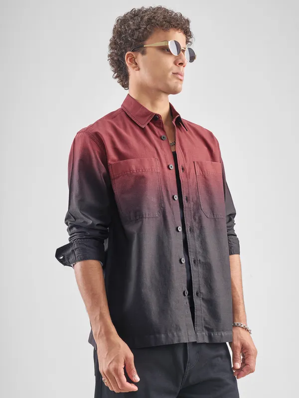 Highlander Men Black Colourblocked Oversized Fit Casual Shirt