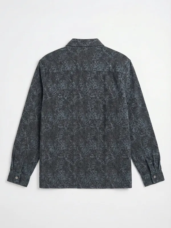 Highlander Men Blue Self Design Oversized Fit Casual Shirt