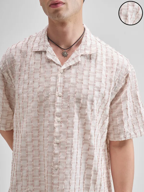 Highlander Men Purple Self Design Oversized Fit Casual Shirt