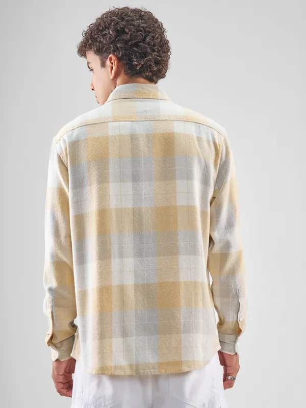 Highlander Men Yellow Checked Relaxed Fit Casual Shirt
