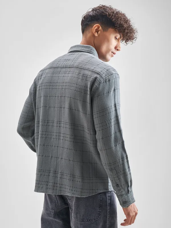 Highlander Men Blue Checked Relaxed Fit Casual Shirt