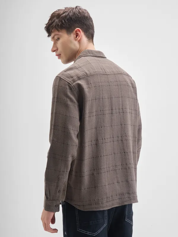 Highlander Men Brown Checked Relaxed Fit Casual Shirt