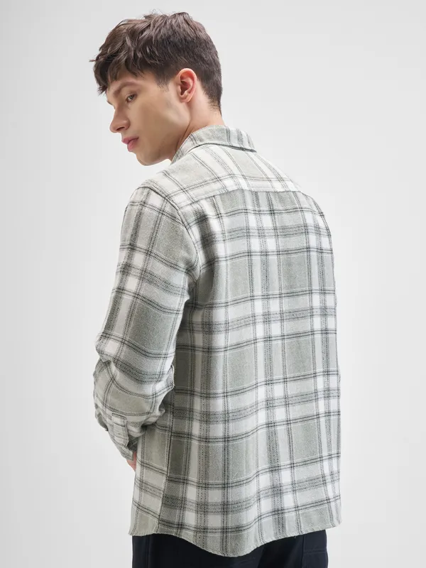 Highlander Men Green Checked Oversized Fit Casual Shirt