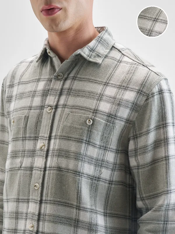 Highlander Men Green Checked Oversized Fit Casual Shirt
