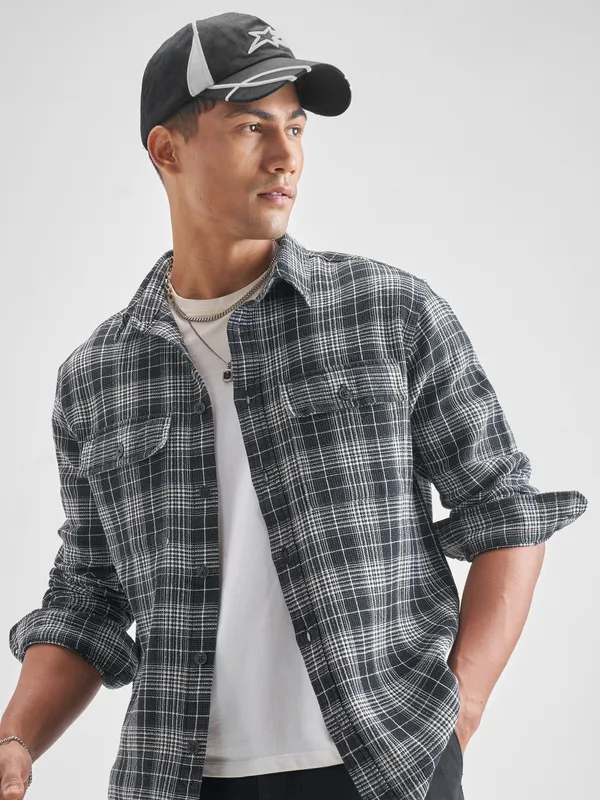 Highlander Men Checked Oversized Fit Casual Shirt