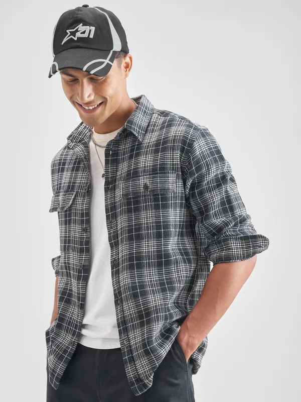 Highlander Men Checked Oversized Fit Casual Shirt