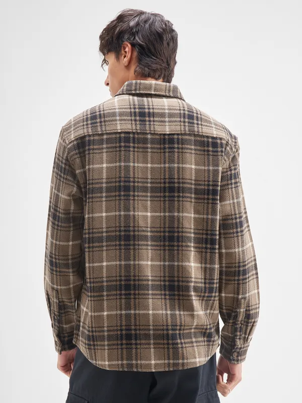 Highlander Men Tan Checked Relaxed Fit Casual Shirt