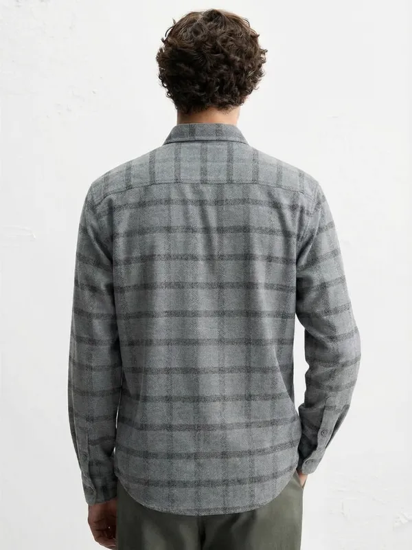 Highlander Men Grey Checked Relaxed Fit Casual Shirt