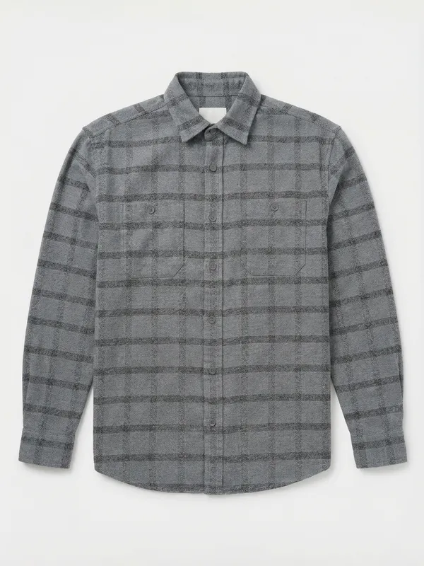 Highlander Men Grey Checked Relaxed Fit Casual Shirt