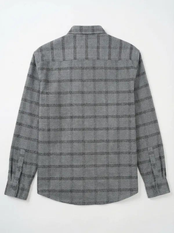Highlander Men Grey Checked Relaxed Fit Casual Shirt