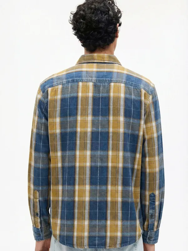 Highlander Men Mustard Checked Relaxed Fit Casual Shirt