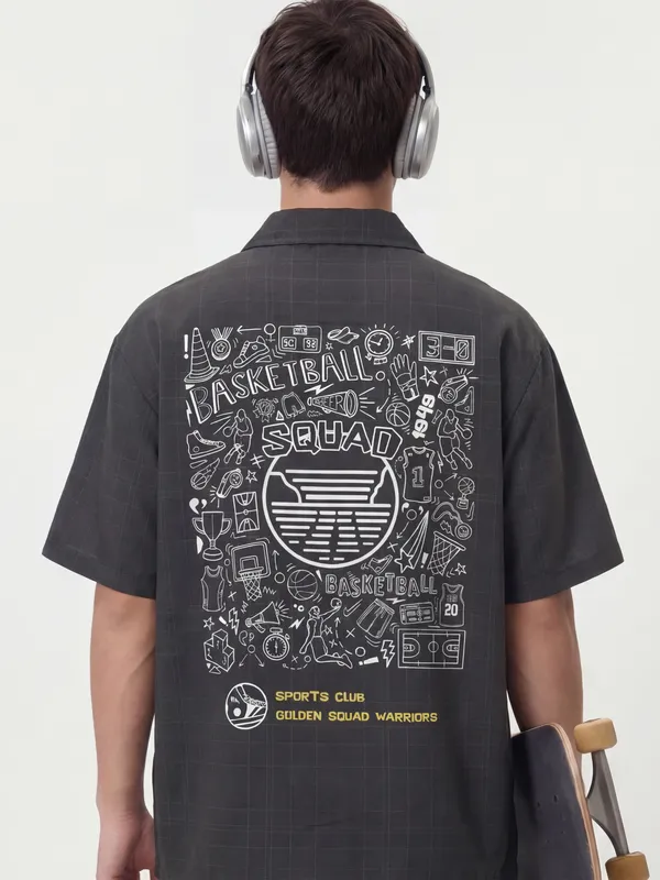 Highlander Men Black Printed Relaxed Fit Casual Shirt