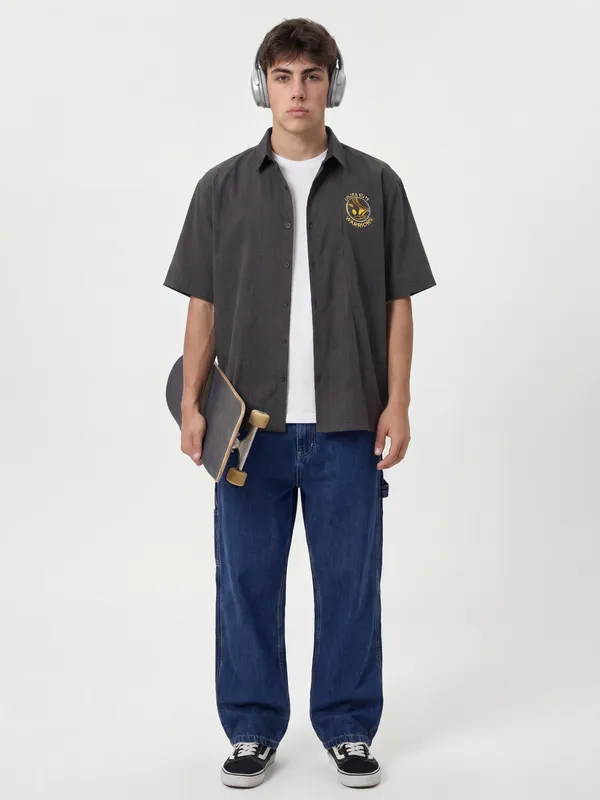 Highlander Men Black Printed Relaxed Fit Casual Shirt