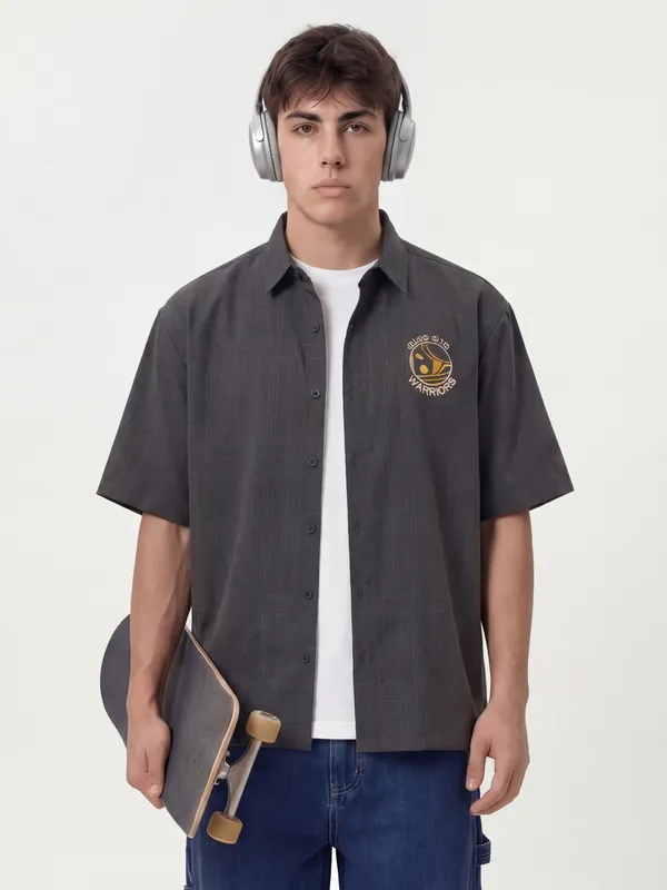 Highlander Men Black Printed Relaxed Fit Casual Shirt