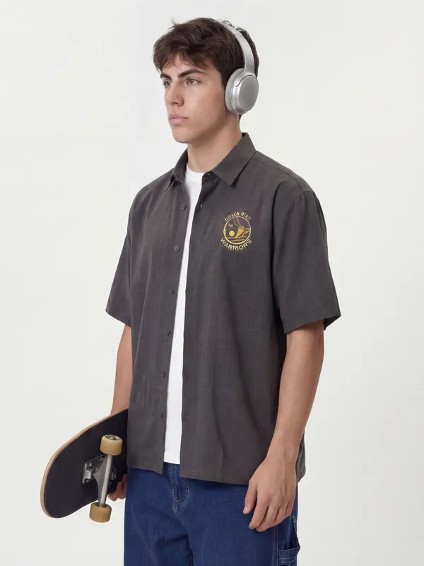 Highlander Men Black Printed Relaxed Fit Casual Shirt