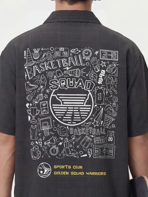 Highlander Men Black Printed Relaxed Fit Casual Shirt