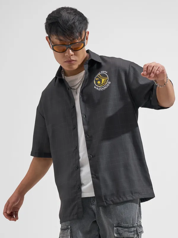 Highlander Men Black Printed Relaxed Fit Casual Shirt