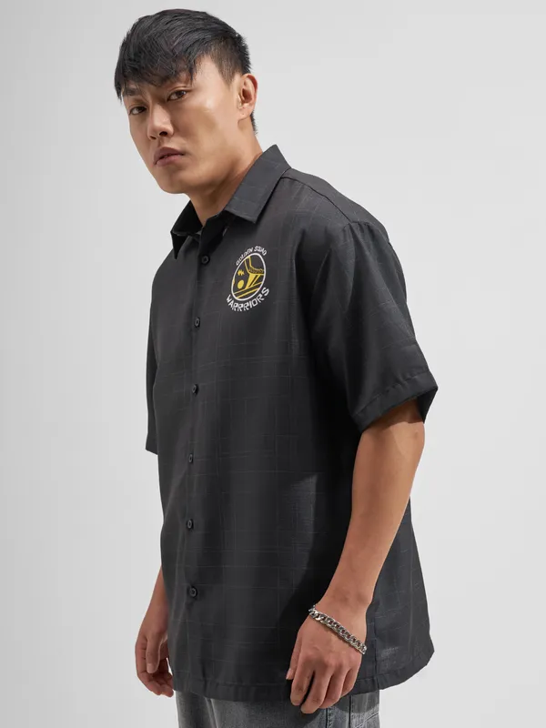 Highlander Men Black Printed Relaxed Fit Casual Shirt