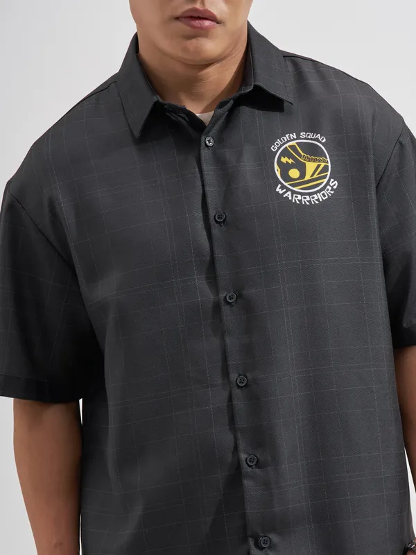 Highlander Men Black Printed Relaxed Fit Casual Shirt