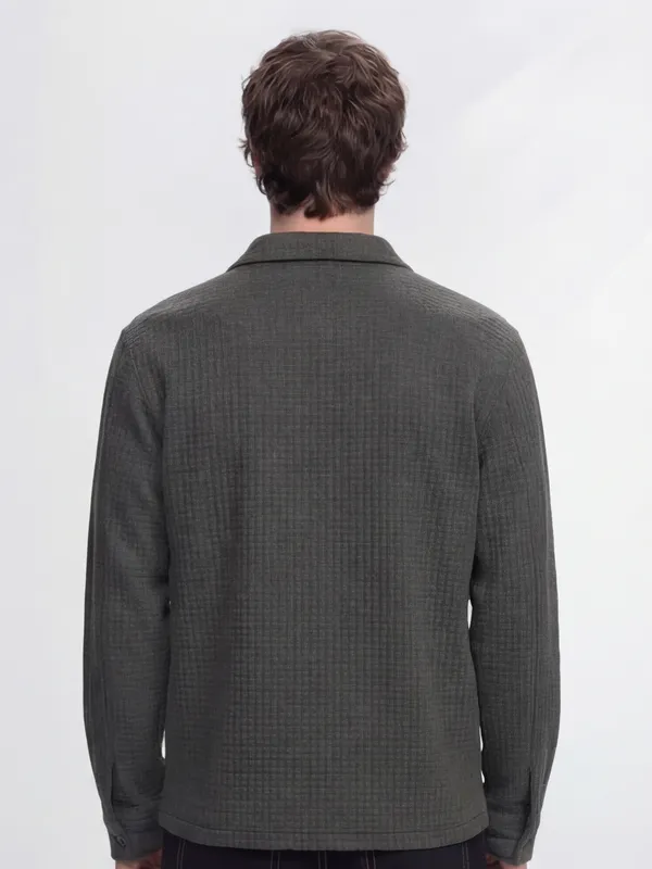 Highlander Men Grey Self Design Relaxed Fit Casual Shirt