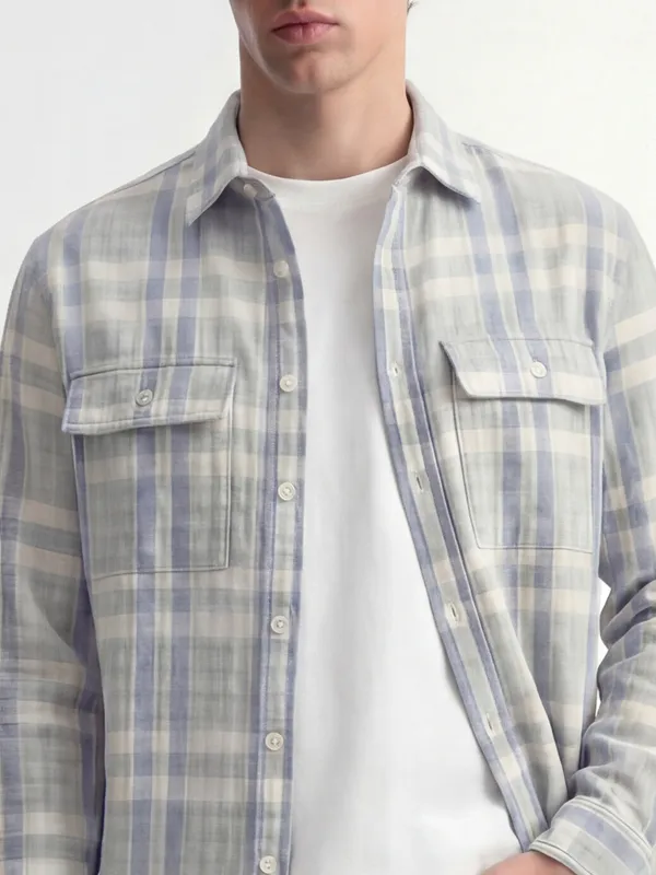 Highlander Men Grey Checked Oversized Fit Casual Shirt