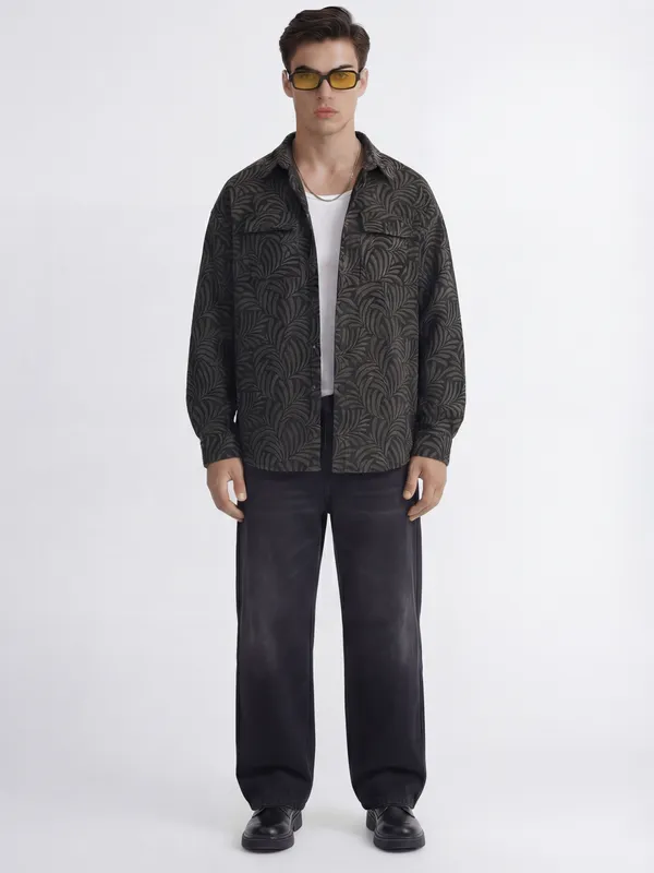 Highlander Men Black Printed Relaxed Fit Casual Shirt