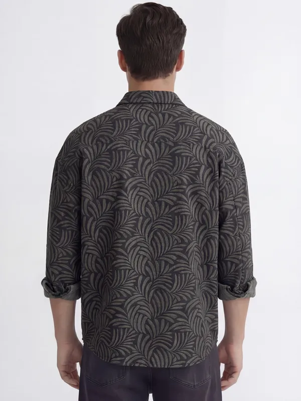 Highlander Men Black Printed Relaxed Fit Casual Shirt