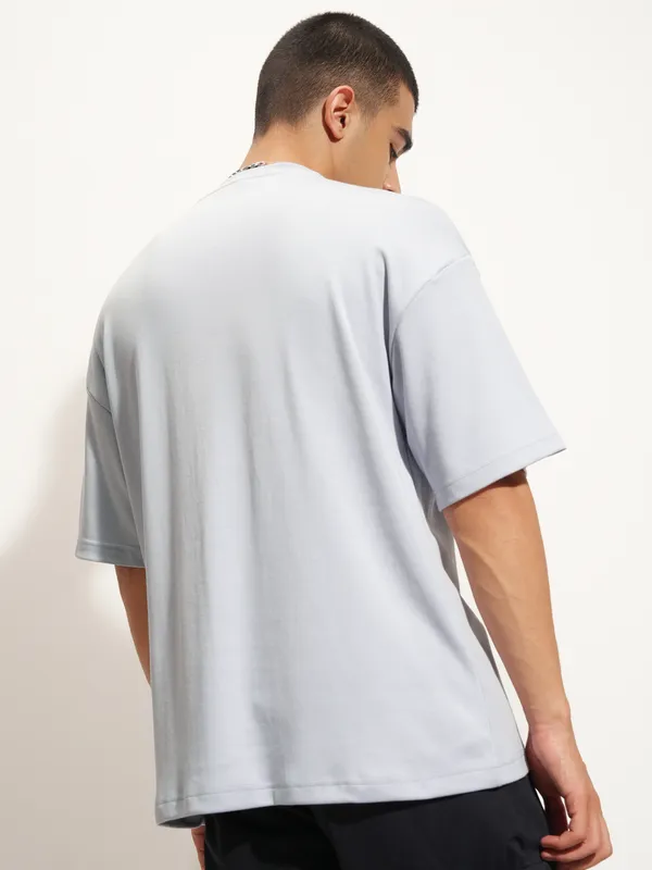 Highlander Men Grey Printed Round Neck Oversized Fit T-Shirt