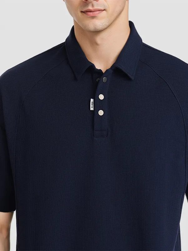 Highlander Men Navy Blue Solid Polo Collar T-Shirt